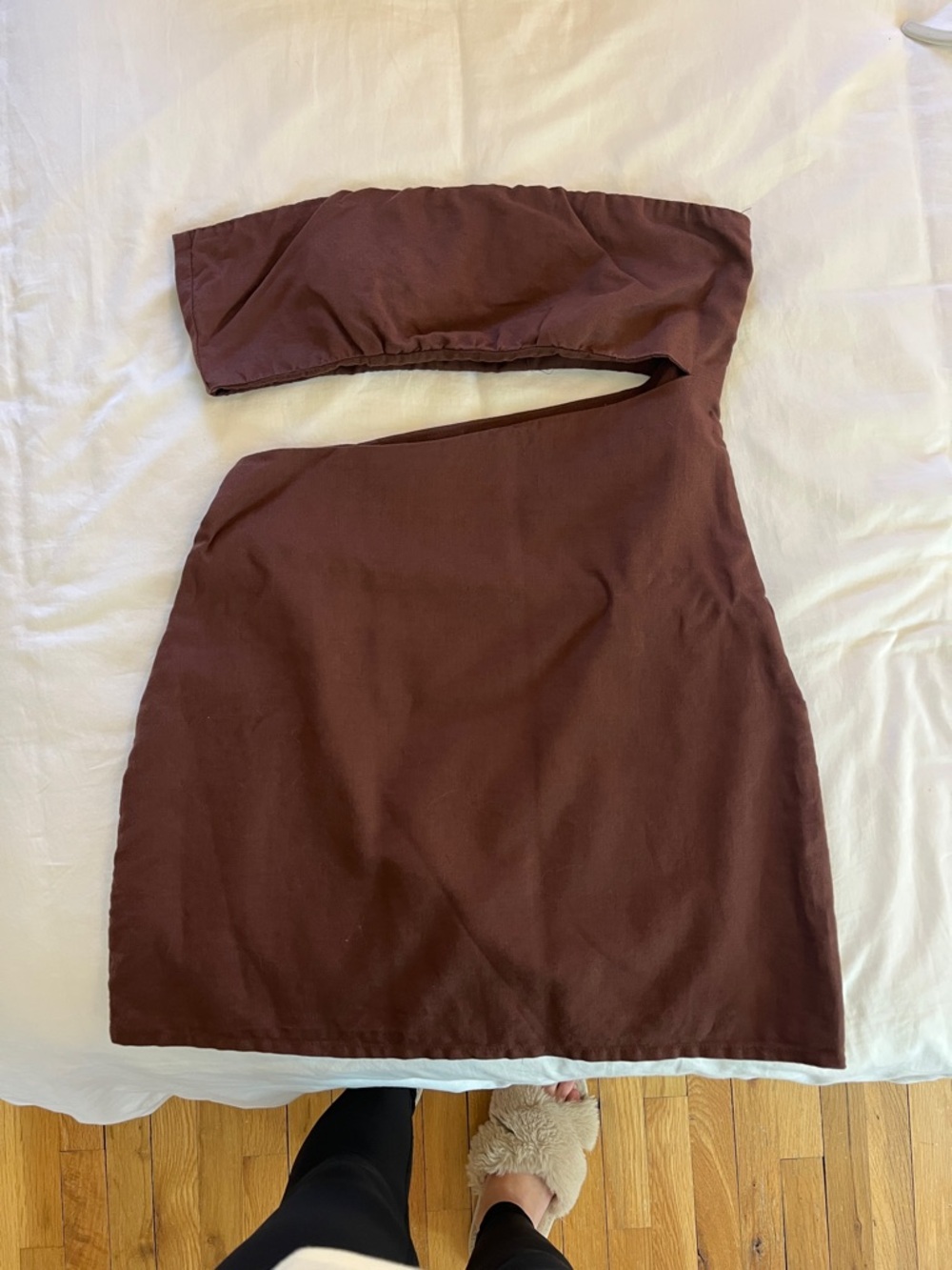 Peppermayo Brown and Cream Two-Tone Dress